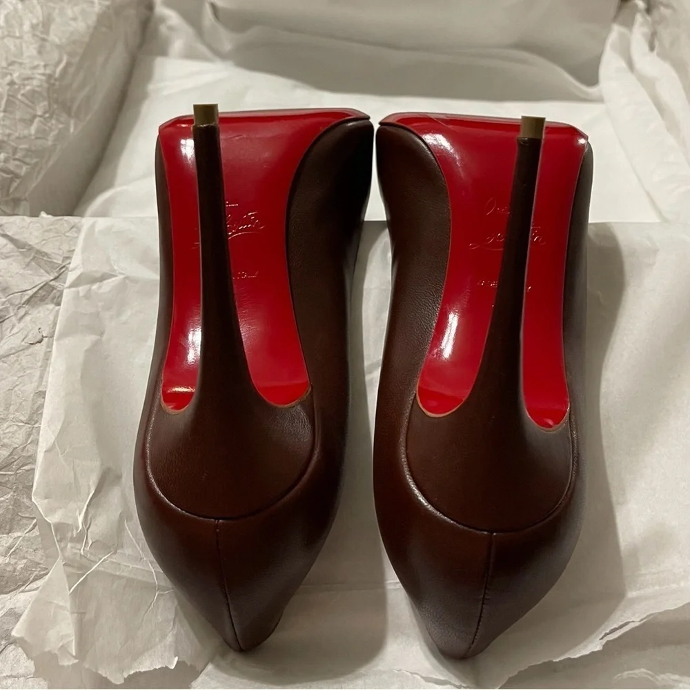 Christian Louboutin Kate 100mm. Napa lux supple leather chocolate brown EU37 - Picture 12 of 12